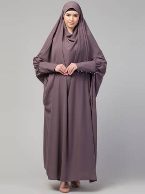 Nazneen Head to toe long cuff ready to wear one pc Jilbab with Naqab/Prayer hijab for umrah and hajj 1