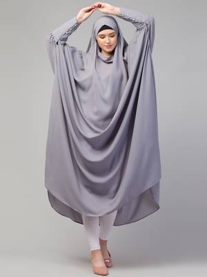 Nazneen Head to toe long cuff ready to wear one pc Jilbab with Naqab/Prayer hijab for umrah and hajj 3