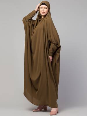 Nazneen Head to toe long cuff ready to wear one pc Jilbab with Naqab/Prayer hijab for umrah and hajj 3