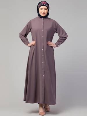 Nazneen Front open Band Colar & cuff Daily wear casual Abaya 1