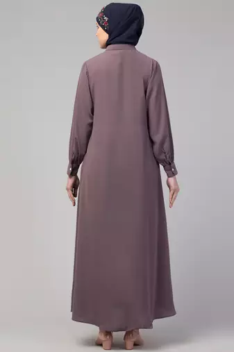 Nazneen Front open Band Colar & cuff Daily wear casual Abaya