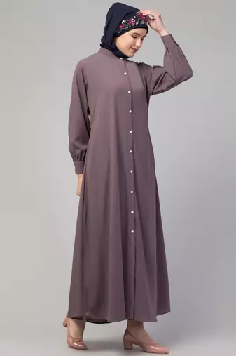 Nazneen Front open Band Colar & cuff Daily wear casual Abaya