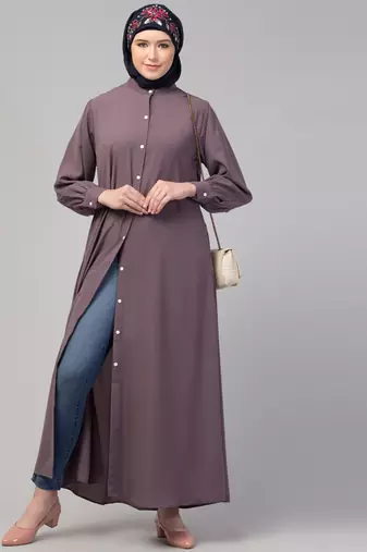 Nazneen Front open Band Colar & cuff Daily wear casual Abaya