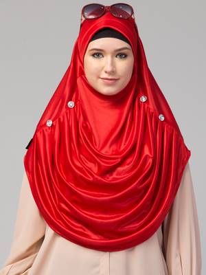 Nazneen front gather & pleated with Cristal stone ready to wear prayer Hijab 3