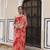 Geroo Jaipur Peach-red hand dyed shibori bandhani chiffon saree with blouse