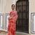 Geroo Jaipur Peach-red hand dyed shibori bandhani chiffon saree with blouse