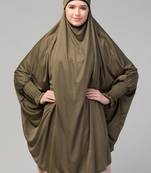 Nazneen Ready to Wear tie at back smoking at wrist with Naqab instant Khimer Prayer hijab For Hajj and Umrah