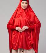 nazneen slip-on khimar - red polyester, full sleeve, solid design