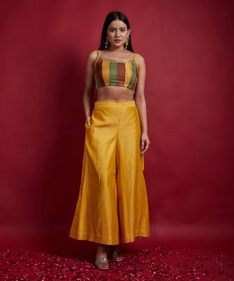Multi colored top with flared palazzo 1