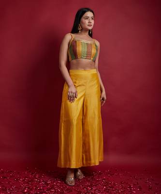 Multi colored top with flared palazzo 3