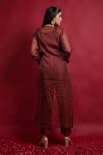 Maroon long shrug jacket set