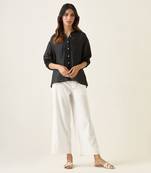 Black linen silk handloom shirt