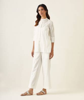 White cotton a line shirt 2