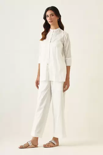 White cotton a line shirt