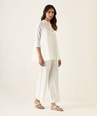 White cotton a line shirt 3