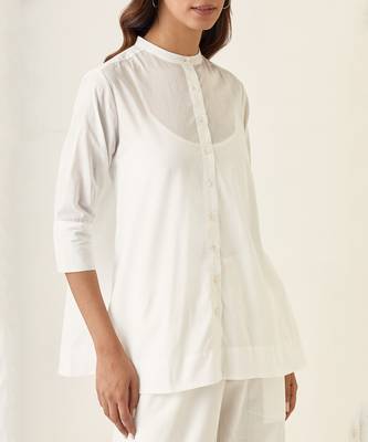 White cotton a line shirt 4