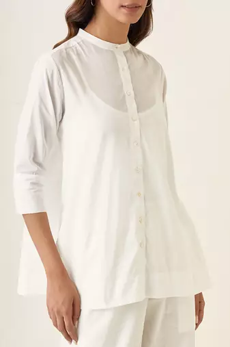 White cotton a line shirt