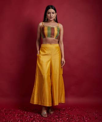 Multi colored top with flared palazzo & dupatta 3