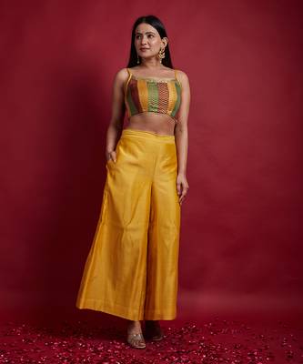 Multi colored top with flared palazzo & dupatta 4