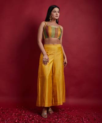 Multi colored top with flared palazzo & dupatta 5