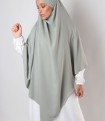 Khimar : 2 Layer Triangular Diamond Instant Khimar-Hijab-Jilbab for Girls & Women in Almond Green Color | Tie Back