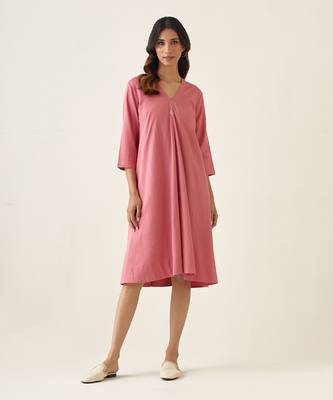 Rose pink flared dress 1
