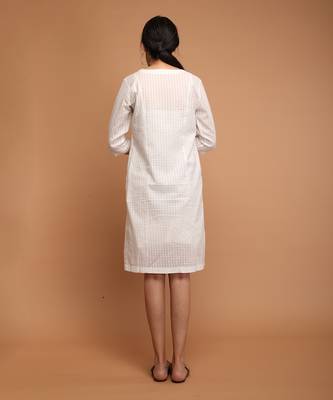 White textured cotton angarakha overlap dress 2