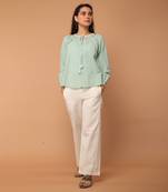 Mint green textured cotton top