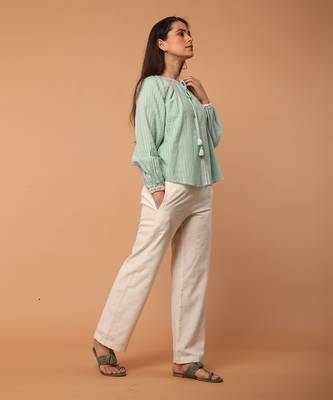 Mint green textured cotton top 3