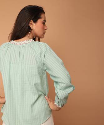 Mint green textured cotton top 4