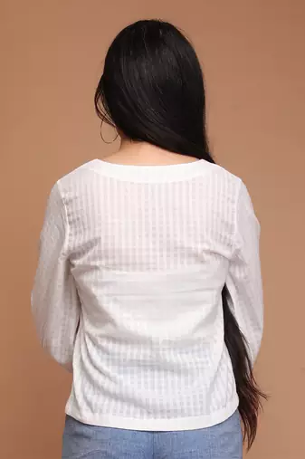 White textured cotton top