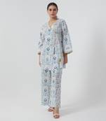 Aqua blue short angarakha kurta set