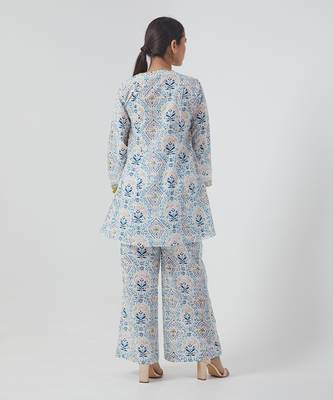 Aqua blue short angarakha kurta set 4
