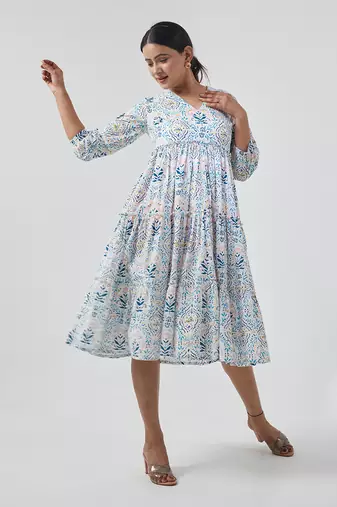 Aqua blue tier dress
