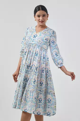 Aqua blue tier dress