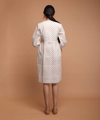 White cotton hand block printed bodycon dress 3
