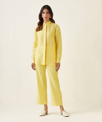 Maize yellow linen co ord set 1