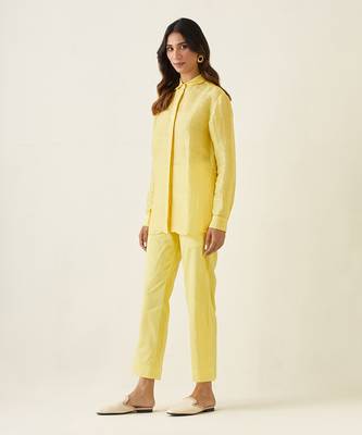 Maize yellow linen co ord set 2