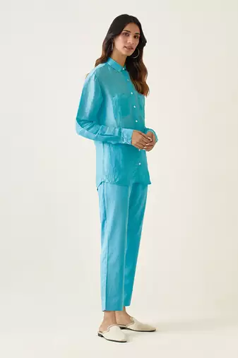 Pastel blue linen co ord set