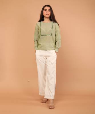 Apple green handloom cotton co ord set 1