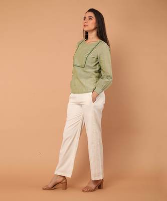 Apple green handloom cotton co ord set 2