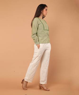 Apple green handloom cotton co ord set 3