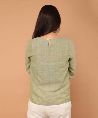 Apple green handloom cotton co ord set 4