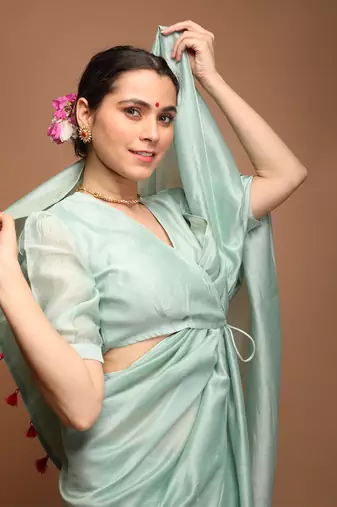 Mint Green Wrap Around Blouse