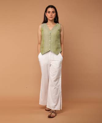 Apple green waistcoat co ord set 1