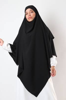 Khimar : 2 Layer Triangular Diamond Instant Khimar-Hijab-Jilbab for Girls & Women in Black Color | Tie Back 1