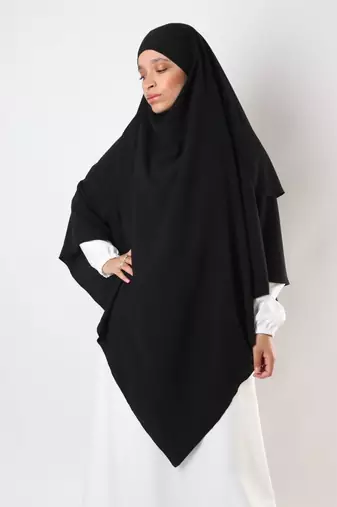 Khimar : 2 Layer Triangular Diamond Instant Khimar-Hijab-Jilbab for Girls & Women in Black Color | Tie Back