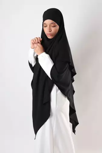 Khimar : 2 Layer Triangular Diamond Instant Khimar-Hijab-Jilbab for Girls & Women in Black Color | Tie Back