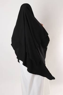 Khimar : 2 Layer Triangular Diamond Instant Khimar-Hijab-Jilbab for Girls & Women in Black Color | Tie Back 4