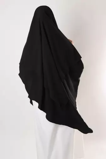 Khimar : 2 Layer Triangular Diamond Instant Khimar-Hijab-Jilbab for Girls & Women in Black Color | Tie Back